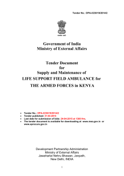 Government of India Ministry of External Affairs Tender Document for