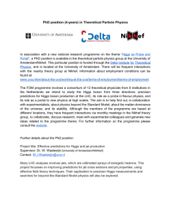 PhD position (4years) in Theoretical Particle Physics