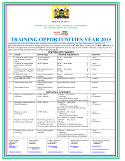 training opportunities year 2015 - Ministry of Agriculture, Livestock