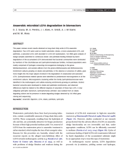 Anaerobic microbial LCFA degradation in bioreactors