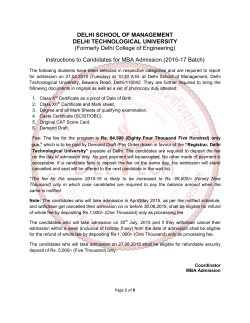 List of selected candidates for MBA Admissions