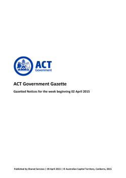ACT Government Gazette 9 Apr 2015