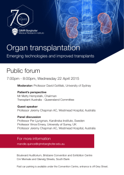 Organ transplantation - QIMR Berghofer Conferences