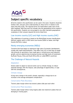 GCSE Geography Glossary Subject specific vocabulary