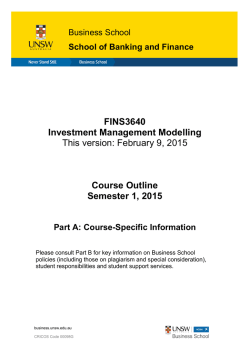 FINS3640 Investment Management Modelling, Semester 1