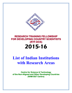 List of Indian Institutions with Research Areas