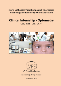 Internship in clinical optometry LVPEI 2015 Brochure