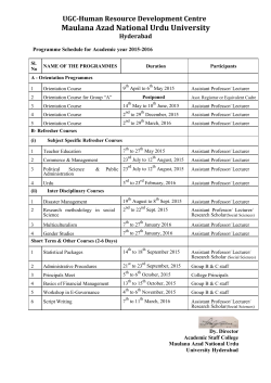 Schedule of the Year 2015-16