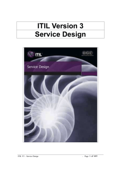 ITIL Version 3 Service Design