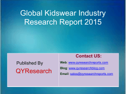 Global Kidswear Market 2015 Industry Trend, Analysis, Survey and Overview