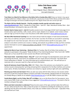 Oahu Club News Letter May 2015