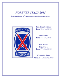 Forever Italy 2015 - 10th Mountain Division Descendants, Inc.