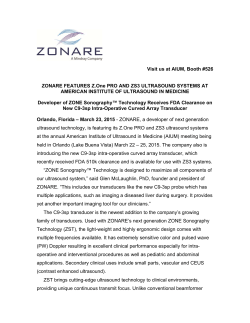 ZONARE FEATURES Z.One PRO AND ZS3 ULTRASOUND