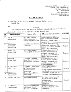 S.O.No 14/2015 dt. 10/04/2015 General Transfer 2015 Clerks