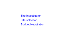 The principal investigator, site selection and budget negotiations