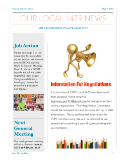 May Newsletter - CUPE 1479 - Canadian Union of Public Employees