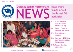 Read more inside about the latest GS activities... Gujarat Samaj