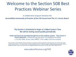 Welcome to the Section 508 Best Practices Webinar Series