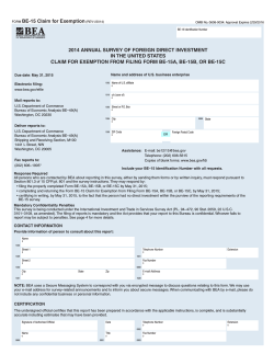 FORM BE-15 Claim for Exemption (REV1/2014) 2014 ANNUAL