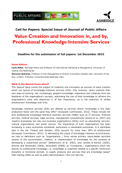 Call for Papers - Value Creation and Innovation