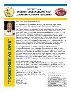District Governor Jimmy Ho`s January through February