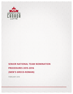 Senior National Team Nomination Procedures 2015