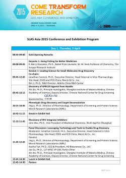 SLAS Asia 2015 Conference and Exhibition Program