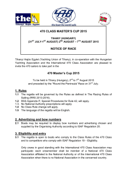 Notice of Race - 470 Master`s Cup 2015