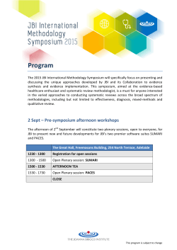 Program - 2015 JBI International Methodology Symposium