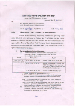 07-May-2015 CC-16-2015 Time of Day Tariff for LS/MS Consumers.