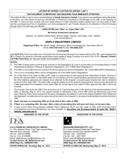 Uniply Industries Ltd - Securities and Exchange Board of India
