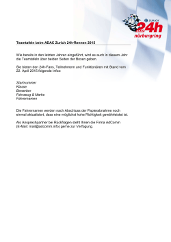 Teamtafeln 2015_Stand_22_04_15 - Information ADAC Zurich 24h