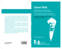 Geert Mak - 25 Jahre Zentrum fÃ¼r Niederlande