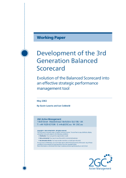 Development of the 3rd Generation Balanced Scorecard