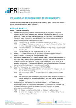 PRI ASSOCIATION BOARD CODE OF ETHICS (DRAFT)