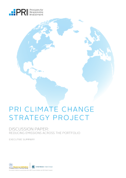 PRI CLIMATE CHANGE STRATEGY PROJECT