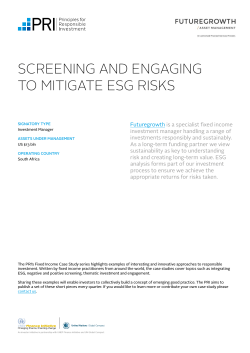 SCREENING AND ENGAGING TO MITIGATE ESG RISKS