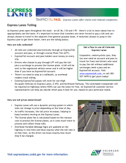 US 36 Express Lanes Tolling Fact Sheet