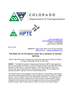 HPTE has set the toll rates