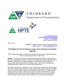 HPTE has set the toll rates