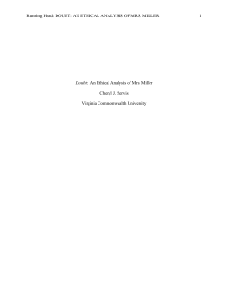 Running Head: DOUBT: AN ETHICAL ANALYSIS OF MRS. MILLER