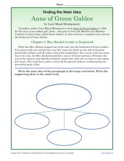 Main Idea Worksheets | Anne of Green Gables