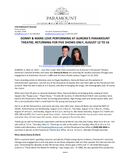 donny & marie love performing at aurora`s paramount theatre