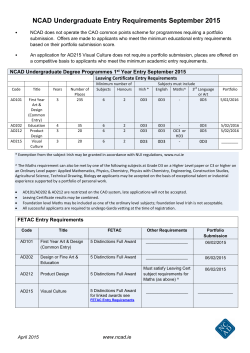 NCAD Undergraduate Entry Requirements September 2015