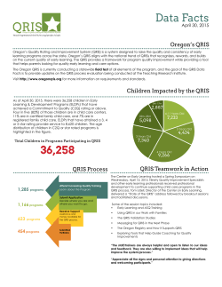 Oregon`s QRIS Data Facts for April 2015