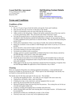 Casual Hall Hire Terms and Conditions
