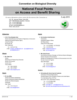 National Focal Points on Access and Benefit Sharing
