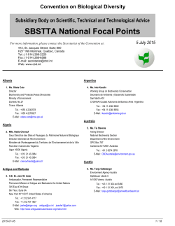 SBSTTA National Focal Points - Convention on Biological Diversity
