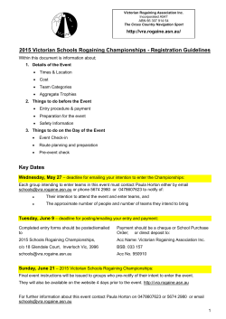 2015 Schools Championships Registration Guidelines