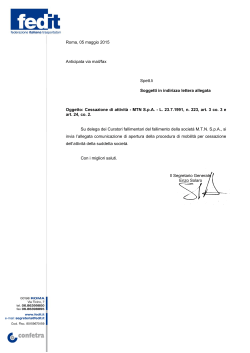 Roma, 05 maggio 2015 Anticipata via mail/fax - Notiziario Filt-Cgil